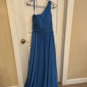 Chic One-Shoulder Blue Dress